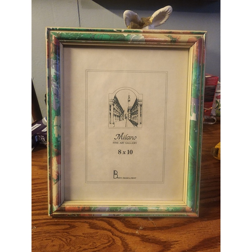 Vintage Fetco Milano Floral Marbled 8×10 Photo Frame, HTF 1980s